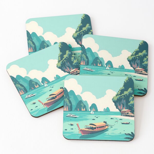 Item preview, Transform Your Space with a Serene Minimalist Illustration of Phi Phi Island, Thailand designed and sold by inkNext.