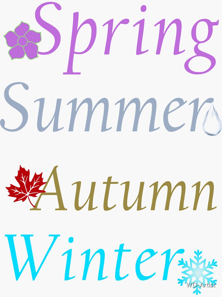 Thumbnail 3 of 3, Sticker, Colorful Spring Summer Autumn and Winter Seasons designed and sold by WD-Artist.