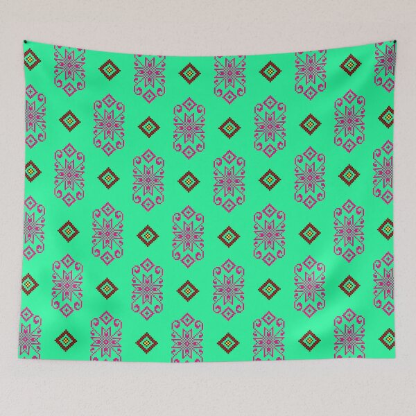 Item preview, Green ethnic fabric design designed and sold by DarunDesigns.