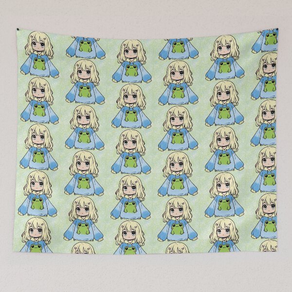 Item preview, Cute anime girl with green frog on sweatshirt  designed and sold by Skate2create.