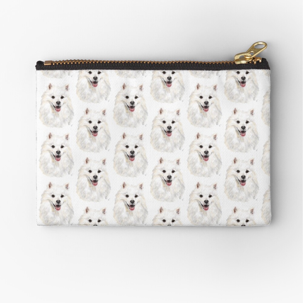 Happy Smiling American Eskimo Dog Zipper Pouch