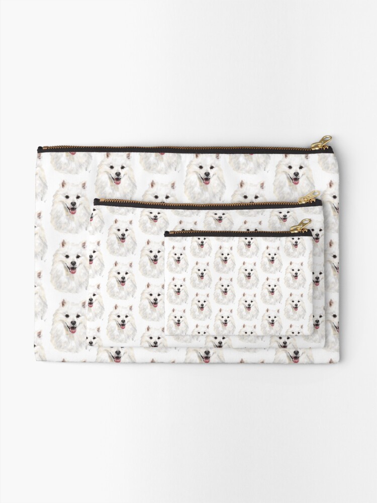 Alternate view of Happy Smiling American Eskimo Dog Zipper Pouch