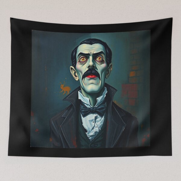 Item preview, Creepy stylized Haunted House  portrait of a old man with a mustache designed and sold by Vintage Designs +.
