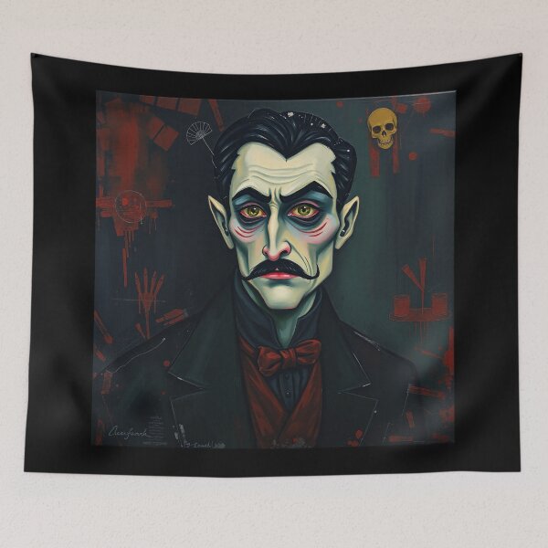 Item preview,  Creepy stylized Haunted House  portrait of a old man with a mustache designed and sold by Vintage Designs +.