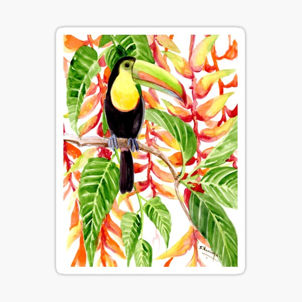 Toucan and Jungle Flowers Sticker