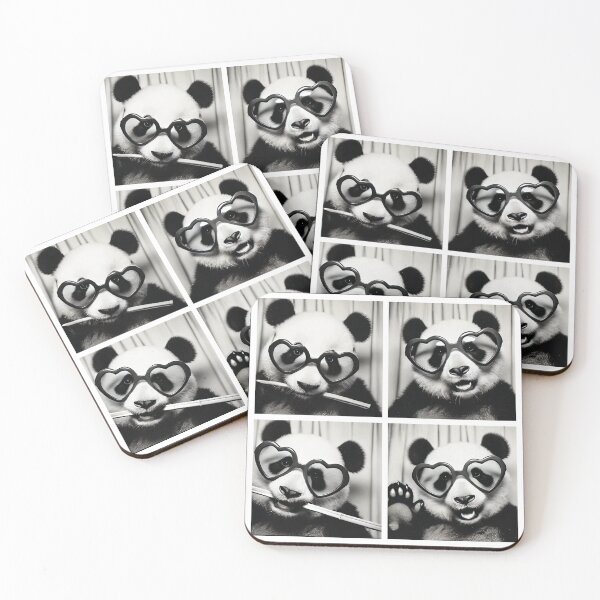 Item preview, Cute Panda Posing in a Photobooth | Adorable Panda Wearing Heart-Shaped Glasses | Playful and Funny Animal Photography designed and sold by PaintedPixels01.