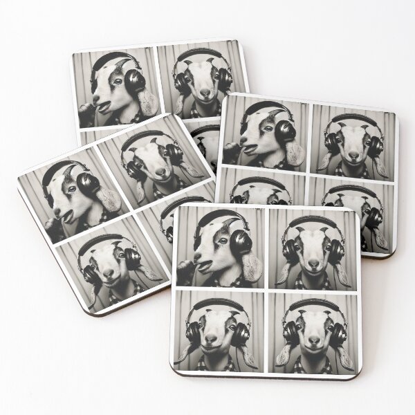 Item preview, Cute Goat Posing with Headphones | Adorable Photobooth Goat | Funny and Stylish Animal Poses | Quirky Farm Animal Photography designed and sold by PaintedPixels01.