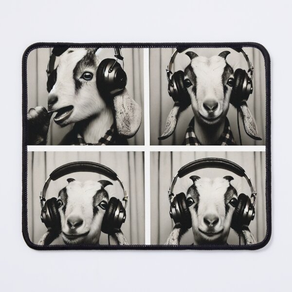 Item preview, Cute Goat Posing with Headphones | Adorable Photobooth Goat | Funny and Stylish Animal Poses | Quirky Farm Animal Photography designed and sold by PaintedPixels01.