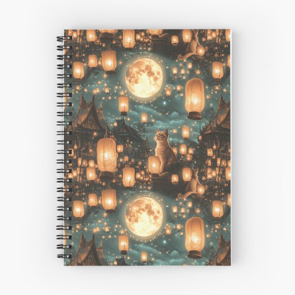 Item preview, Mystical Thai Cats Under the Full Moon Pattern designed and sold by IssaraStudio.