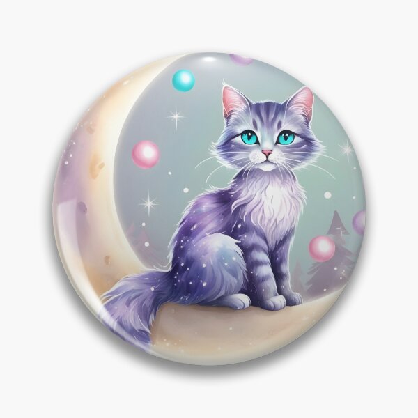 Item preview, Magical Cat on Moon - Whimsical Fantasy Art for Stickers & Apparel designed and sold by Bilikaru.