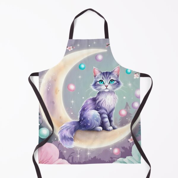Item preview, Magical Cat on Moon - Whimsical Fantasy Art for Stickers & Apparel designed and sold by Bilikaru.