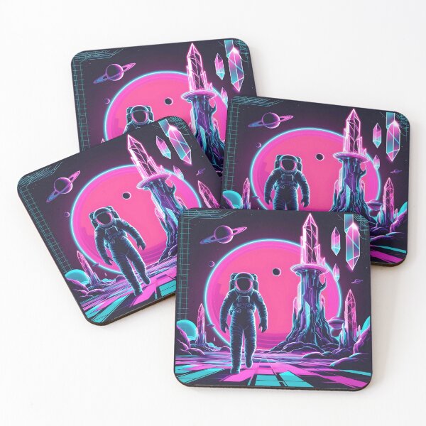 Item preview, Retro Astronaut on Neon Planet - Synthwave Space Art designed and sold by Bilikaru.