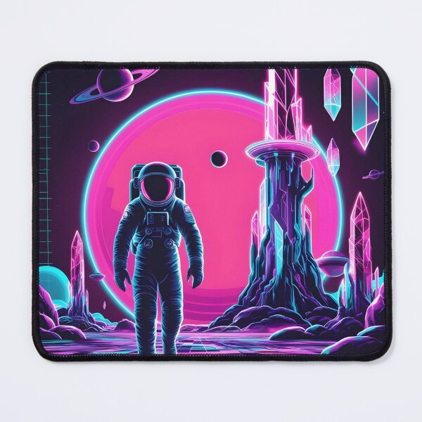 Item preview, Retro Astronaut on Neon Planet - Synthwave Space Art designed and sold by Bilikaru.