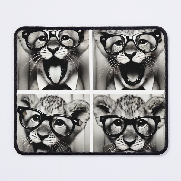 Item preview, Cute Lion Cub Wearing Glasses | Adorable Photobooth Lion | Playful and Quirky Animal Poses | Funny Wildlife Photography designed and sold by PaintedPixels01.