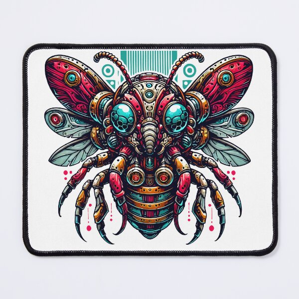 Item preview, Cyberpunk Mechanical Bee – Futuristic Sci-Fi Robotic Insect with Neon Glowing Eyes and Biomechanical Steampunk Aesthetics designed and sold by DrawHandArt.