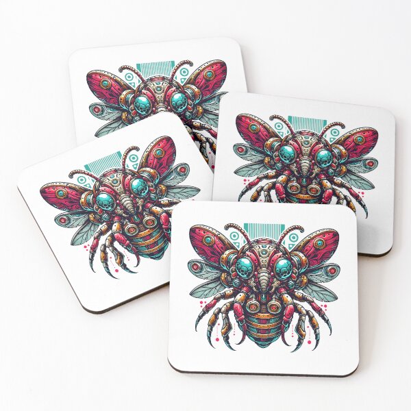 Item preview, Cyberpunk Mechanical Bee – Futuristic Sci-Fi Robotic Insect with Neon Glowing Eyes and Biomechanical Steampunk Aesthetics designed and sold by DrawHandArt.