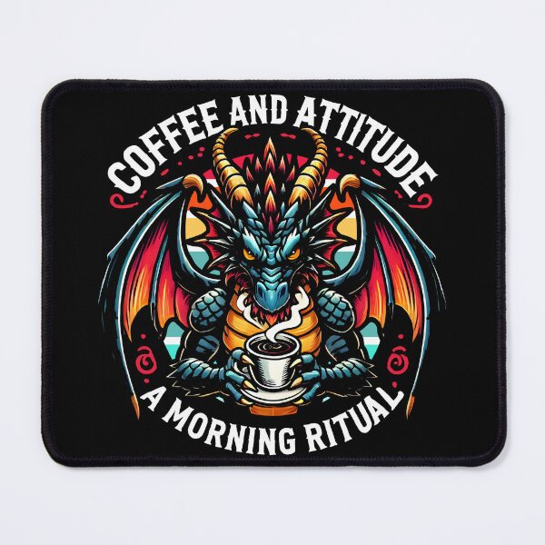 Item preview, Fantasy Fire-Breathing Dragon Drinking Coffee  designed and sold by DrawHandArt.