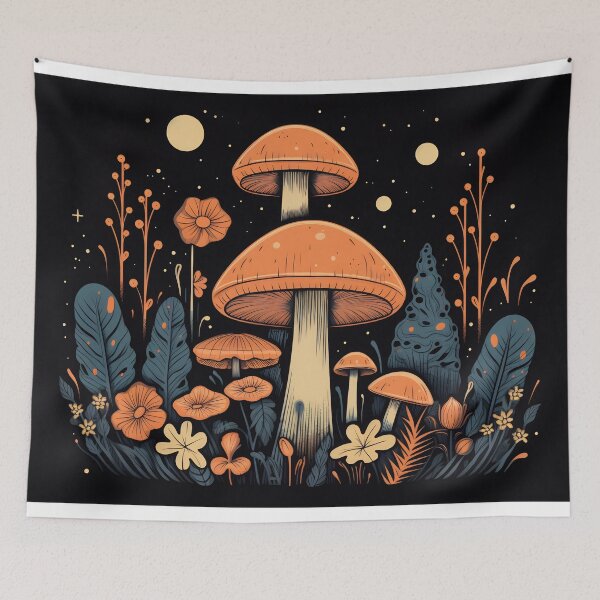 Item preview, Magic mushrooms. Psychedelic hallucination. Vibrant illustration. 60s 70s hippie colorful art designed and sold by anytka.