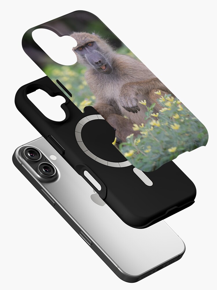 Imagen 2 de 4, Funda de iPhone con la obra Un babuino masticando algunas flores silvestres., diseñada y vendida por LeandroNazar.