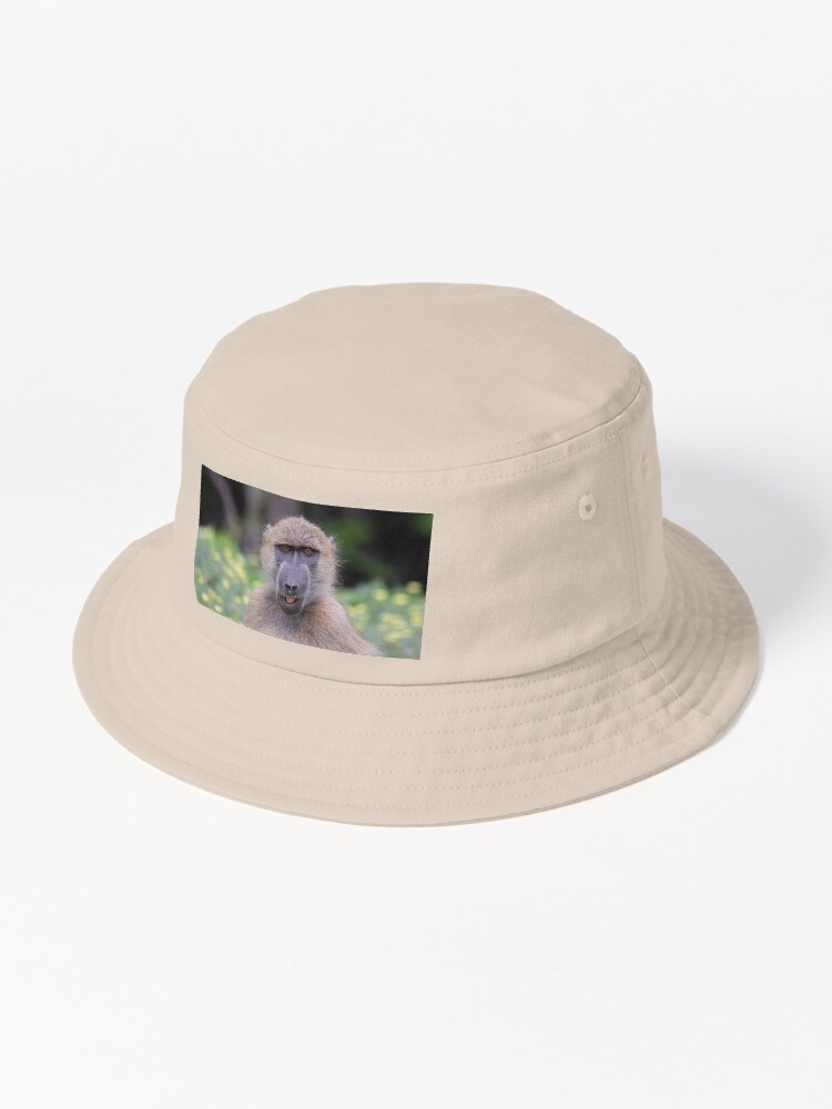 Imagen 1 de 6, Gorro de pescador con la obra Un babuino masticando algunas flores silvestres., diseñada y vendida por LeandroNazar.