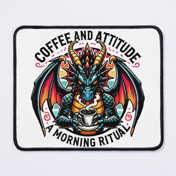 Item preview, Fantasy Fire-Breathing Dragon Drinking Coffee  designed and sold by DrawHandArt.