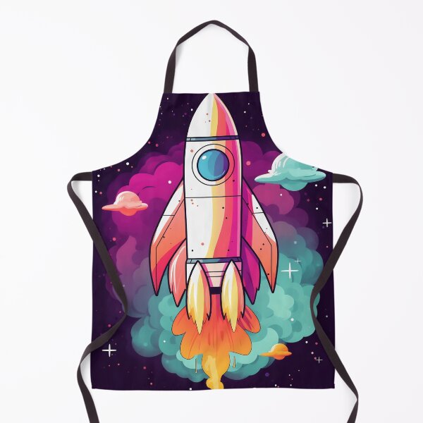 Item preview, Cartoon-style minimal spaceship rocket icon. Toy rocket upswing, spewing smoke and flame designed and sold by anytka.