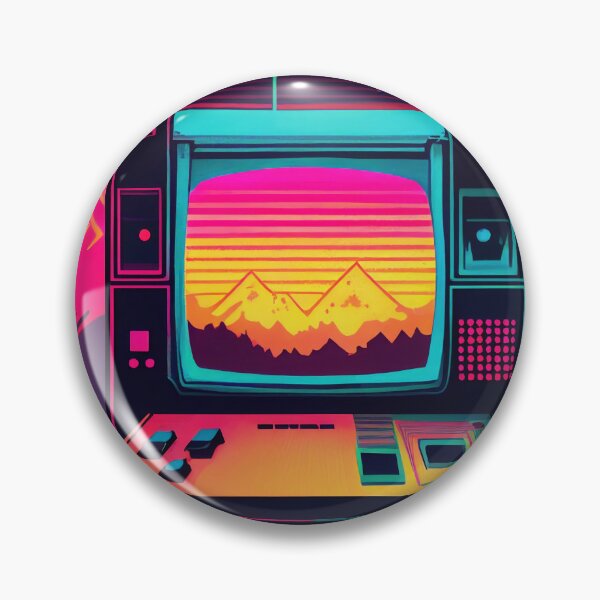 Item preview, The futuristic retro landscape of the 80s. Illustration of the sun with mountains and TV in retro style. Suitable for the design of the 80s style designed and sold by anytka.