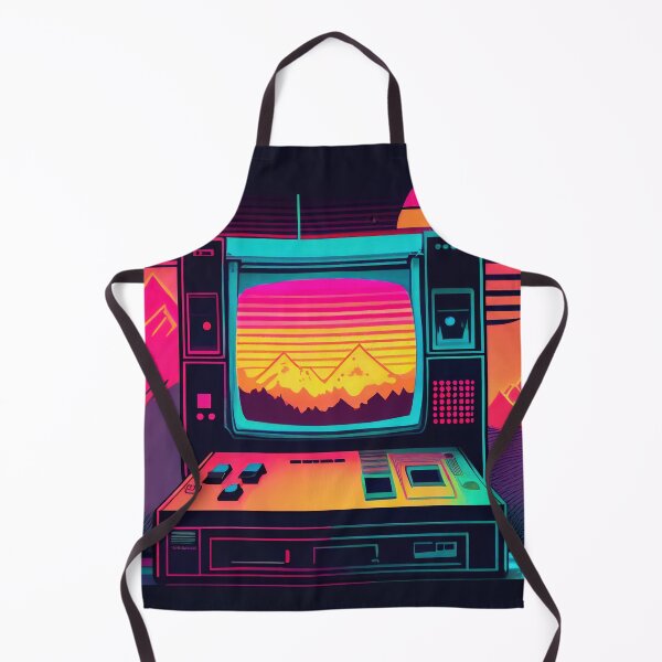 Item preview, The futuristic retro landscape of the 80s. Illustration of the sun with mountains and TV in retro style. Suitable for the design of the 80s style designed and sold by anytka.