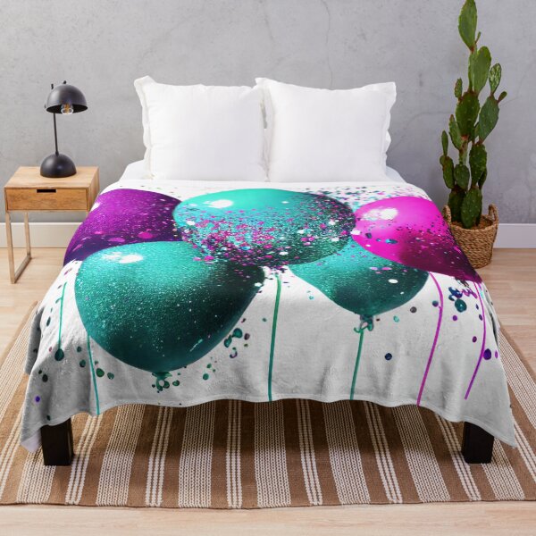 Item preview, Set of green and purple metallic glossy colors balloons with strings with sparkles on the background. For birthdays, parties, weddings or promotion banners or posters. Vivid and realistic illustration designed and sold by anytka.