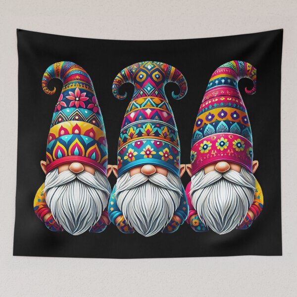 Item preview, Whimsical Colorful Gnome Illustration – Vibrant Fantasy Gnomes with Decorative Hats designed and sold by DrawHandArt.