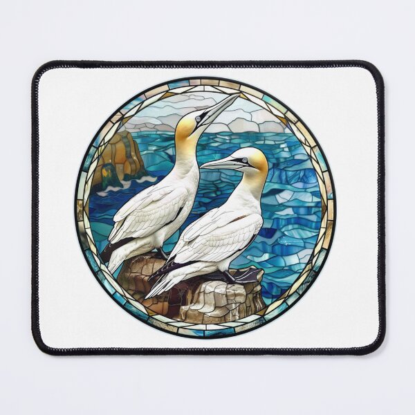 Item preview, Northern Gannets Birds Stained Glass Illustration  designed and sold by Dewdrop & Fern.
