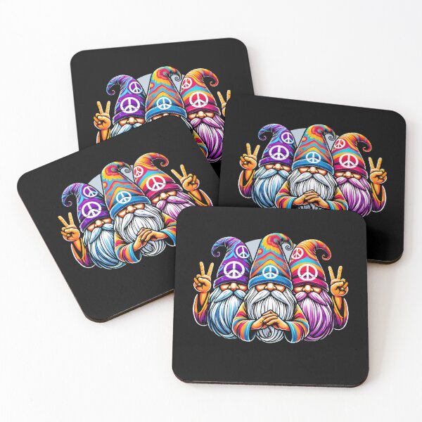 Item preview, Colorful Hippie Gnome Illustration – Groovy Peace Sign Gnomes in Psychedelic Art Style designed and sold by DrawHandArt.