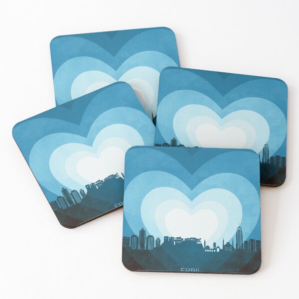 Item preview, Erbil Kurdistan Iraq Skyline Hearts Blue designed and sold by ArtPrints.