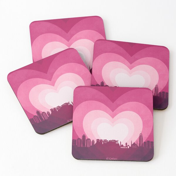 Item preview, Erbil Kurdistan Iraq Skyline Hearts Pink designed and sold by ArtPrints.