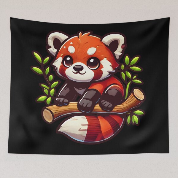 Item preview, Adorable Red Panda Cartoon – Cute and Playful Wildlife Illustration for Animal Lovers designed and sold by DrawHandArt.