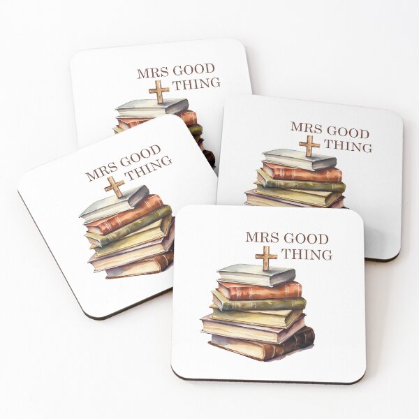 Item preview, Mrs Good Thing Cozy Retro Waterpaint Pile Of Books With A Cross designed and sold by SillyDarkShop.