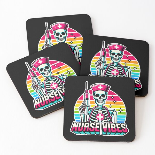 Item preview, Retro Neon Skeleton Nurse – Funny Spooky Medical Design for Cool Nurses & Healthcare Workers designed and sold by DrawHandArt.