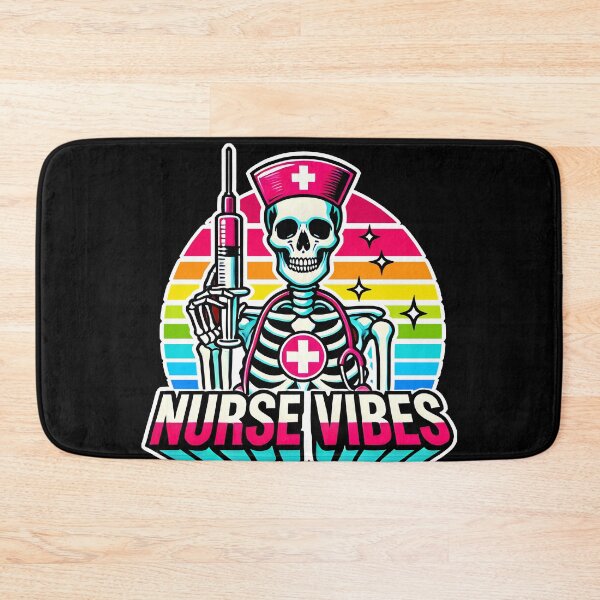 Item preview, Retro Neon Skeleton Nurse – Funny Spooky Medical Design for Cool Nurses & Healthcare Workers designed and sold by DrawHandArt.