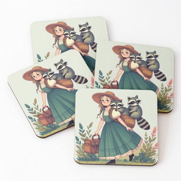 Item preview, A cute Girl and Her Raccoons Friends in picnic  designed and sold by Coollzone.