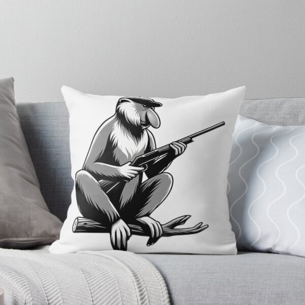 Item preview, Proboscis monkey with a gun B&W designed and sold by Wild-way Art.