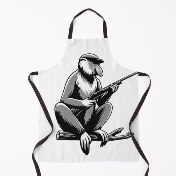 Item preview, Proboscis monkey with a gun B&W designed and sold by Wild-way Art.