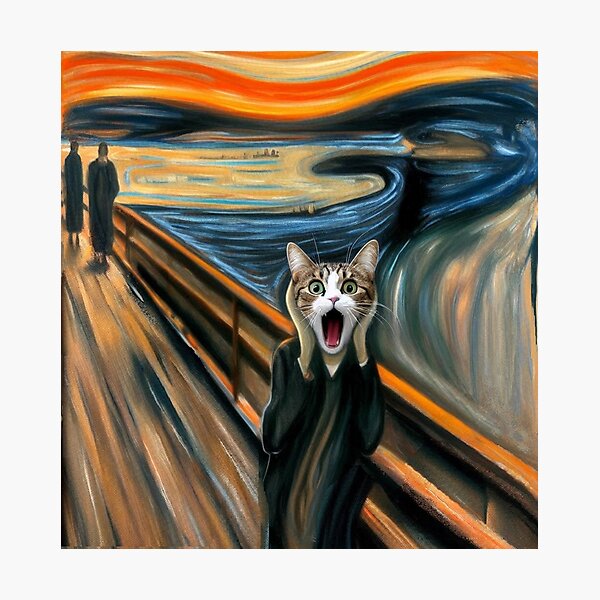 Item preview, Scream Cat parody of Edvard Munch painting designed and sold by ArtUnova.