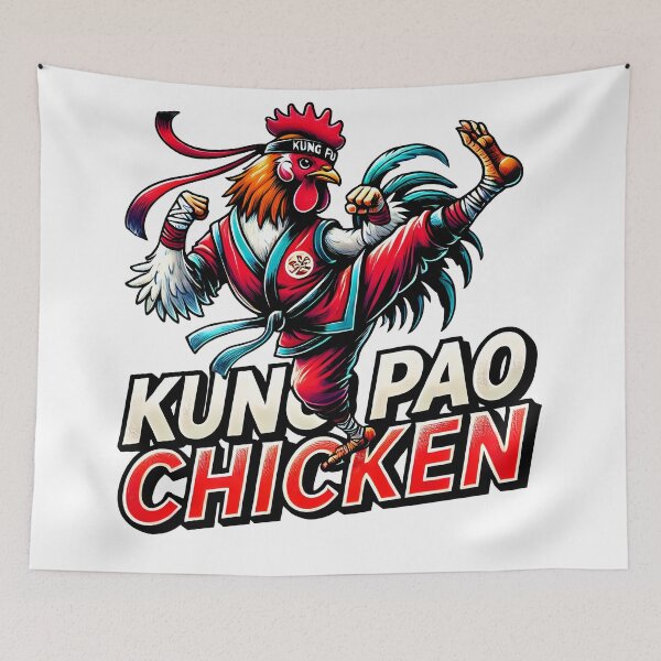 Item preview, Kung Pao Chicken Martial Arts – Funny Kung Fu Rooster Fighter Illustration designed and sold by DrawHandArt.