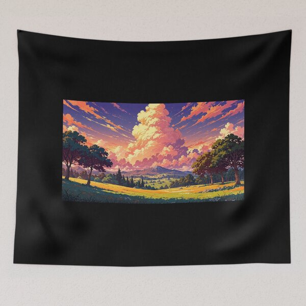 Item preview, Mountain landscape in anime style. designed and sold by ArtCraftLab.
