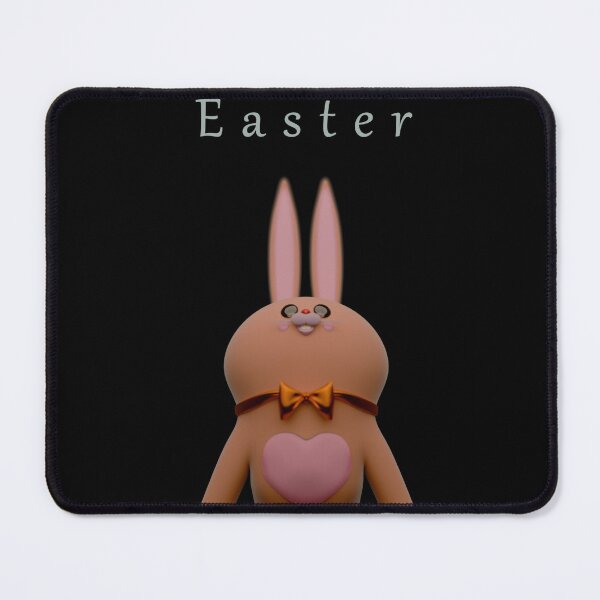 Item preview, Easter Bunny Figurine Standing Among Decorated Eggs on a Brown Background with "Happy Easter" Text designed and sold by Omar Lopez-Rincon.