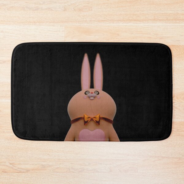 Item preview, Easter Bunny Figurine Standing Among Decorated Eggs on a Brown Background with "Happy Easter" Text designed and sold by Omar Lopez-Rincon.