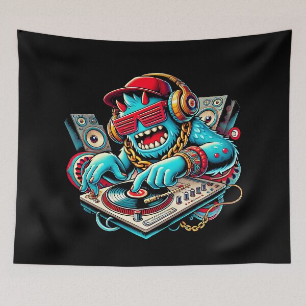 Item preview, Cool DJ Monster Illustration | Vibrant Hip-Hop Music Design | Funny DJ Beast Art for Music Lovers designed and sold by DrawHandArt.
