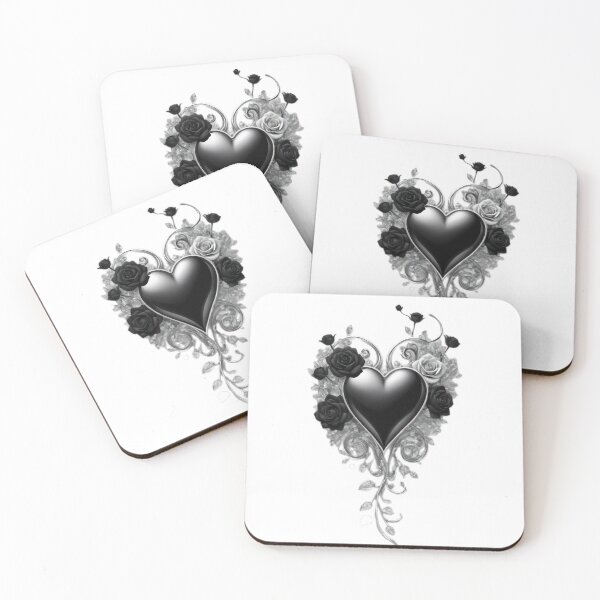 Item preview, Gothic valentines day Black heart with roses decoration,valentine heart,Gothic Valentine designed and sold by Expressions-Sel.