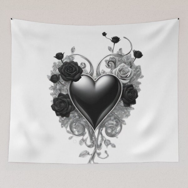 Item preview, Gothic valentines day Black heart with roses decoration,valentine heart,Gothic Valentine designed and sold by Expressions-Sel.
