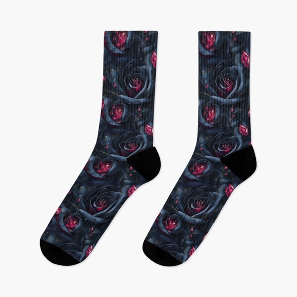 Item preview, Dark Floral Seamless Pattern - Black Roses and Ruby Gems designed and sold by CharmedWonders.